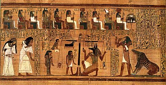 Ancient Egyptian papyrus depicting the weighing of the heart